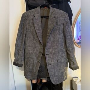 Vintage Stafford Hampshire Tweed Black and Gray Plaid Sport Coat Blazer